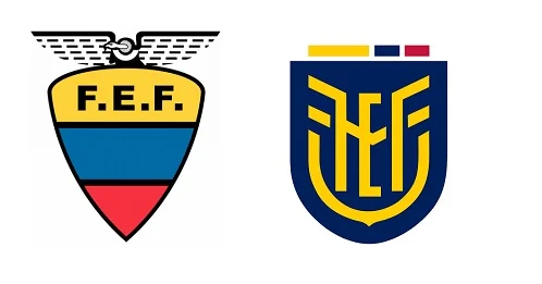 Escudos antigo e atual da seleção do Equador