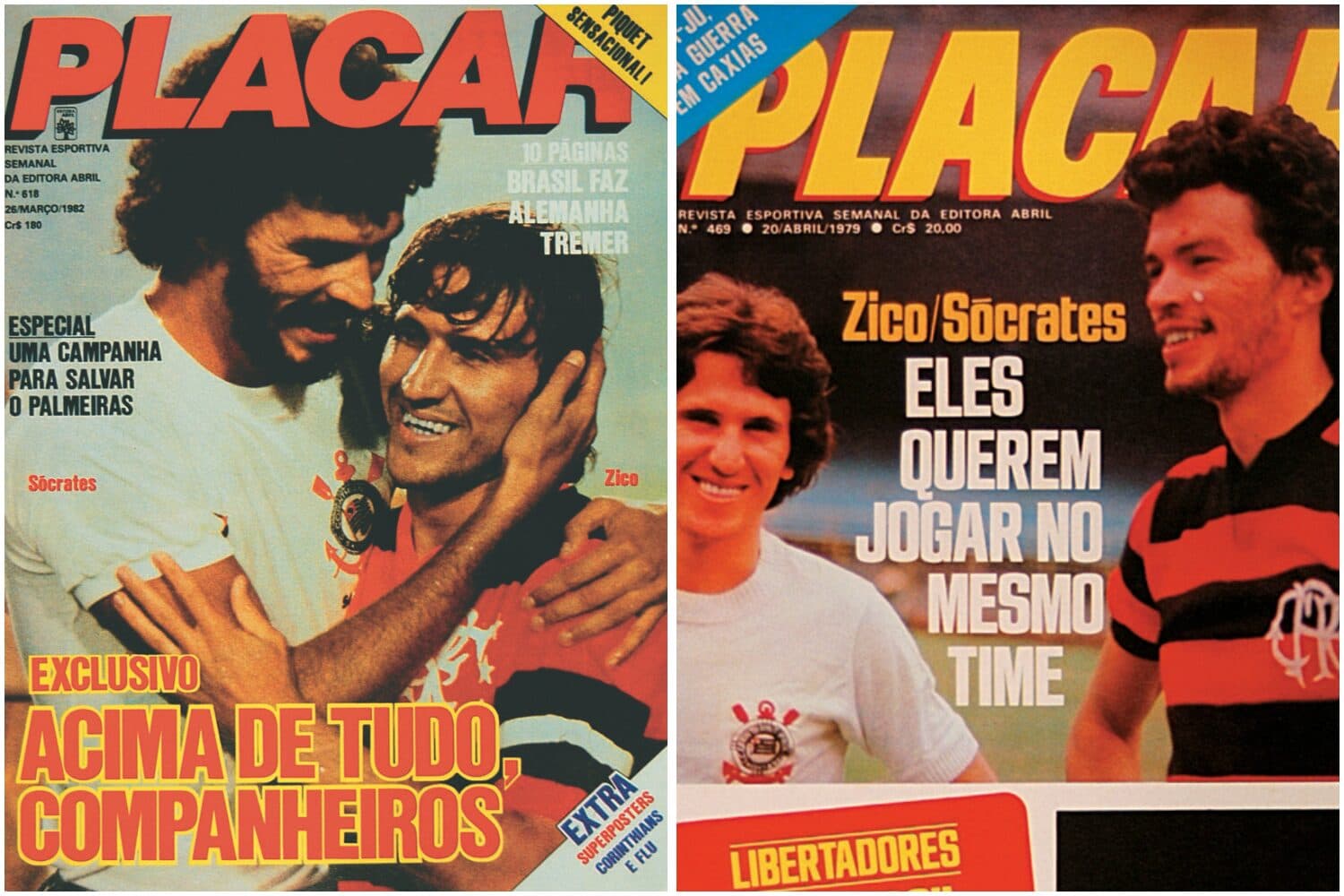 A amizade entre Sócrates e Zico nas capas de PLACAR; relembre