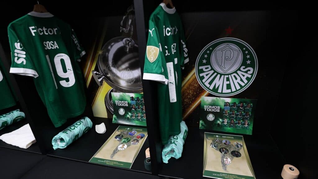 Imagem do vestiário do Palmeiras antes do jogo - Cesar Greco/Divulgação/Palmeiras