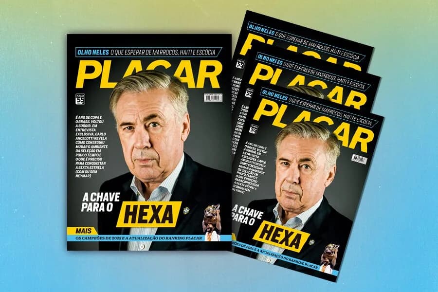 Revista PLACAR abre o ano da Copa com Ancelotti na capa; garanta a sua