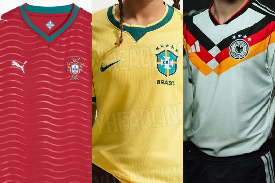 Camisas de Portugal, Brasil e Alemanha para a Copa de 2026 – Divulgação/Reprodução