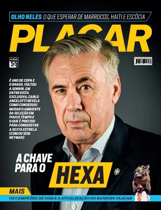 Revista PLACAR abre o ano da Copa com Ancelotti na capa; garanta a sua