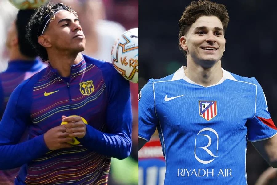 Atlético Madrid x Barcelona terá duelo de artilheiros Julián Álvarez e Yamal