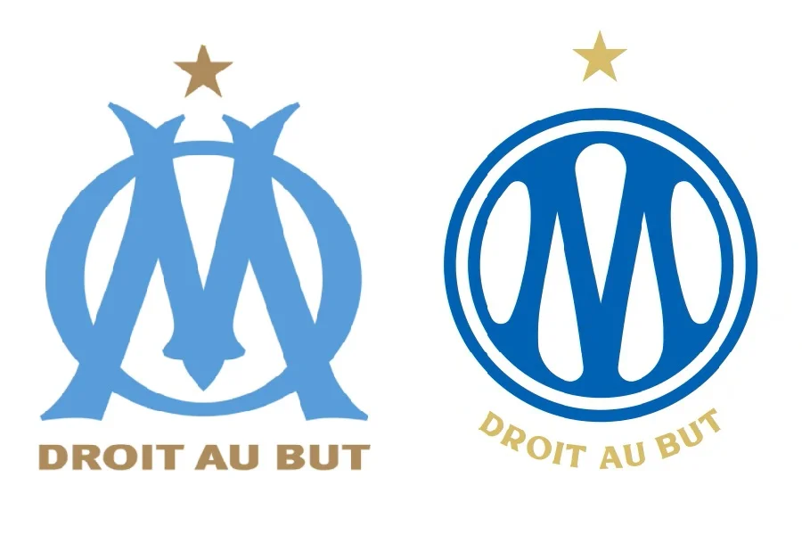 Antes e depois: o escudo do Olympique de Marselha