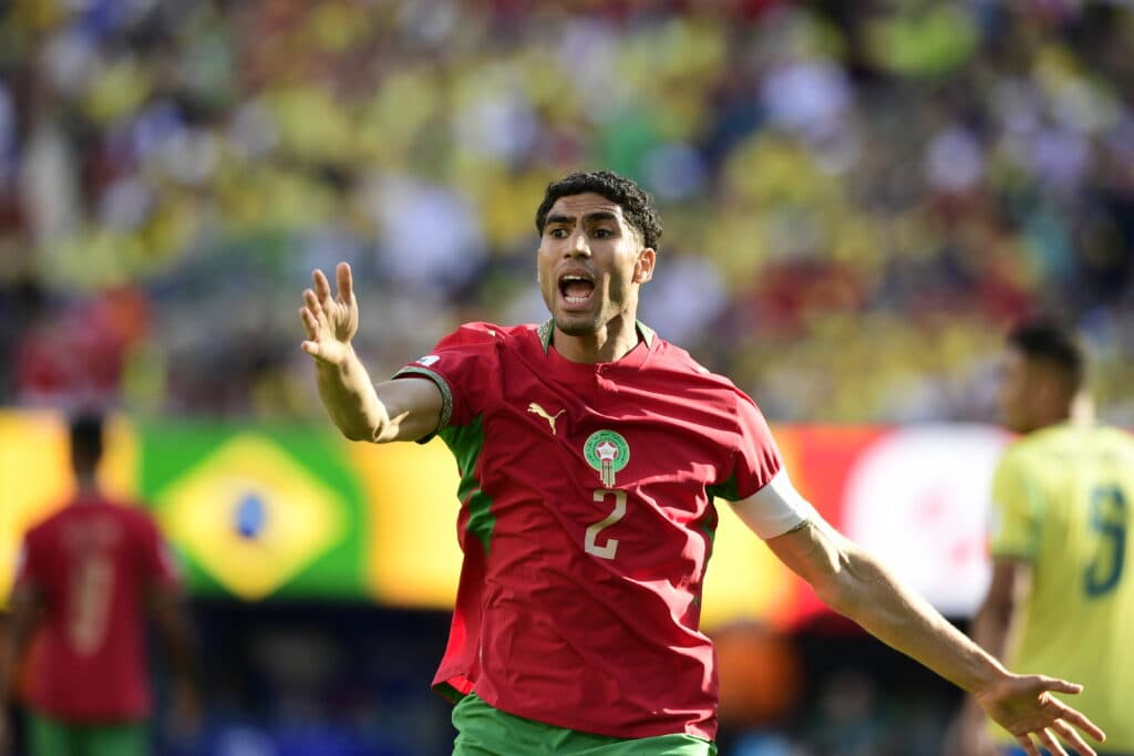 Hakimi, o capitão marroquino: Brasil e Marrocos se enfrentaram no Metlife Stadium, em Nova Jersey, na abertura do grupo C da Copa do Mundo 2026 - Alexandre Battibugli/PLACAR