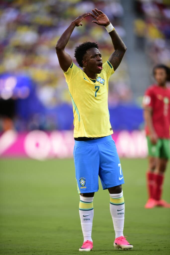Vini Jr. marca: Brasil e Marrocos se enfrentaram no Metlife Stadium, em Nova Jersey, na abertura do grupo C da Copa do Mundo 2026 - Alexandre Battibugli/PLACAR
