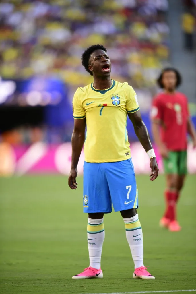 Vini Jr. marca: Brasil e Marrocos se enfrentaram no Metlife Stadium, em Nova Jersey, na abertura do grupo C da Copa do Mundo 2026 - Alexandre Battibugli/PLACAR