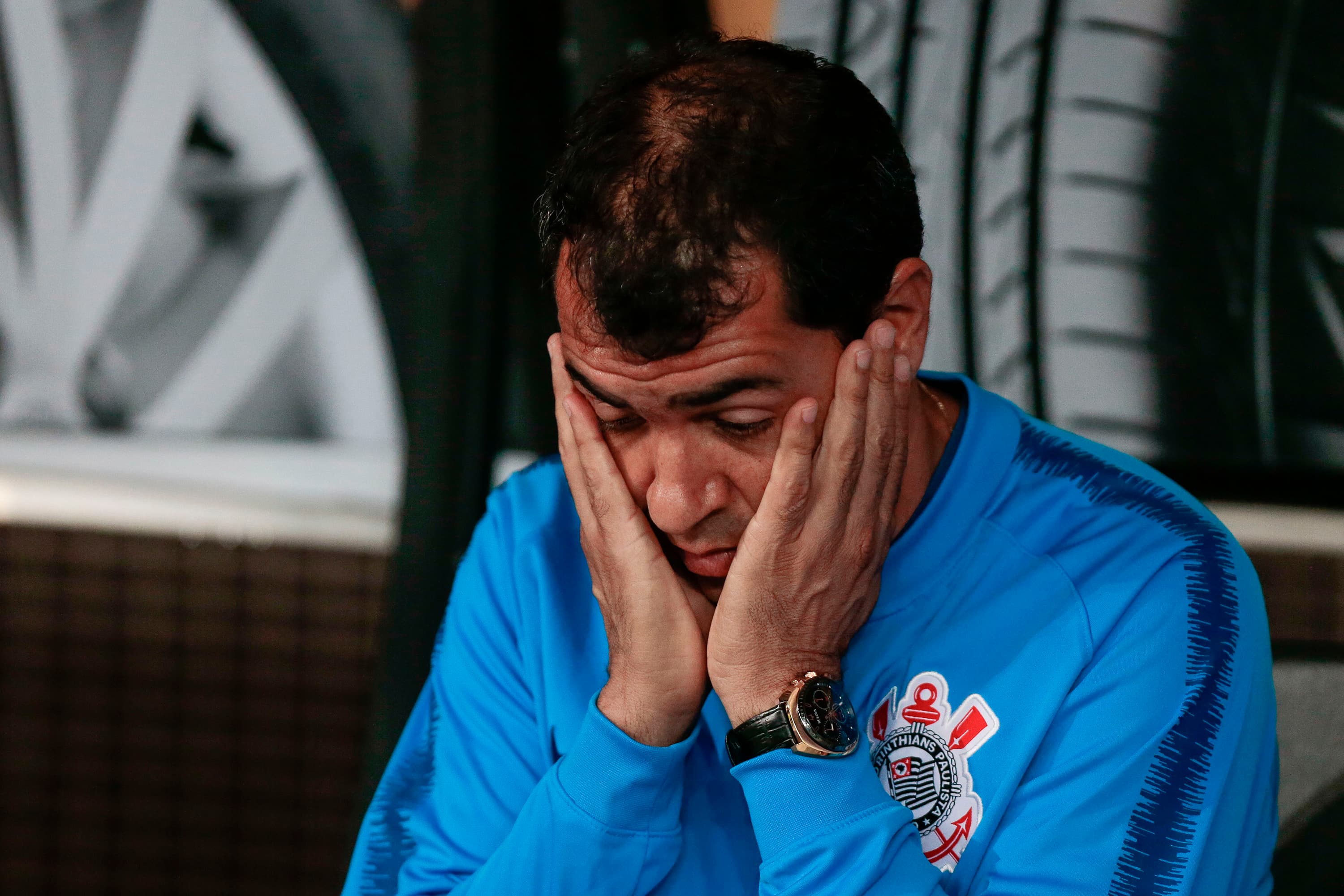 Fábio Carille, técnico do Corinthians durante a partida contra o Flamengo, válida pela oitavas de final da Copa do Brasil na Arena Corinthians em Itaquera, na zona leste da de São Paulo – 15/05/2019