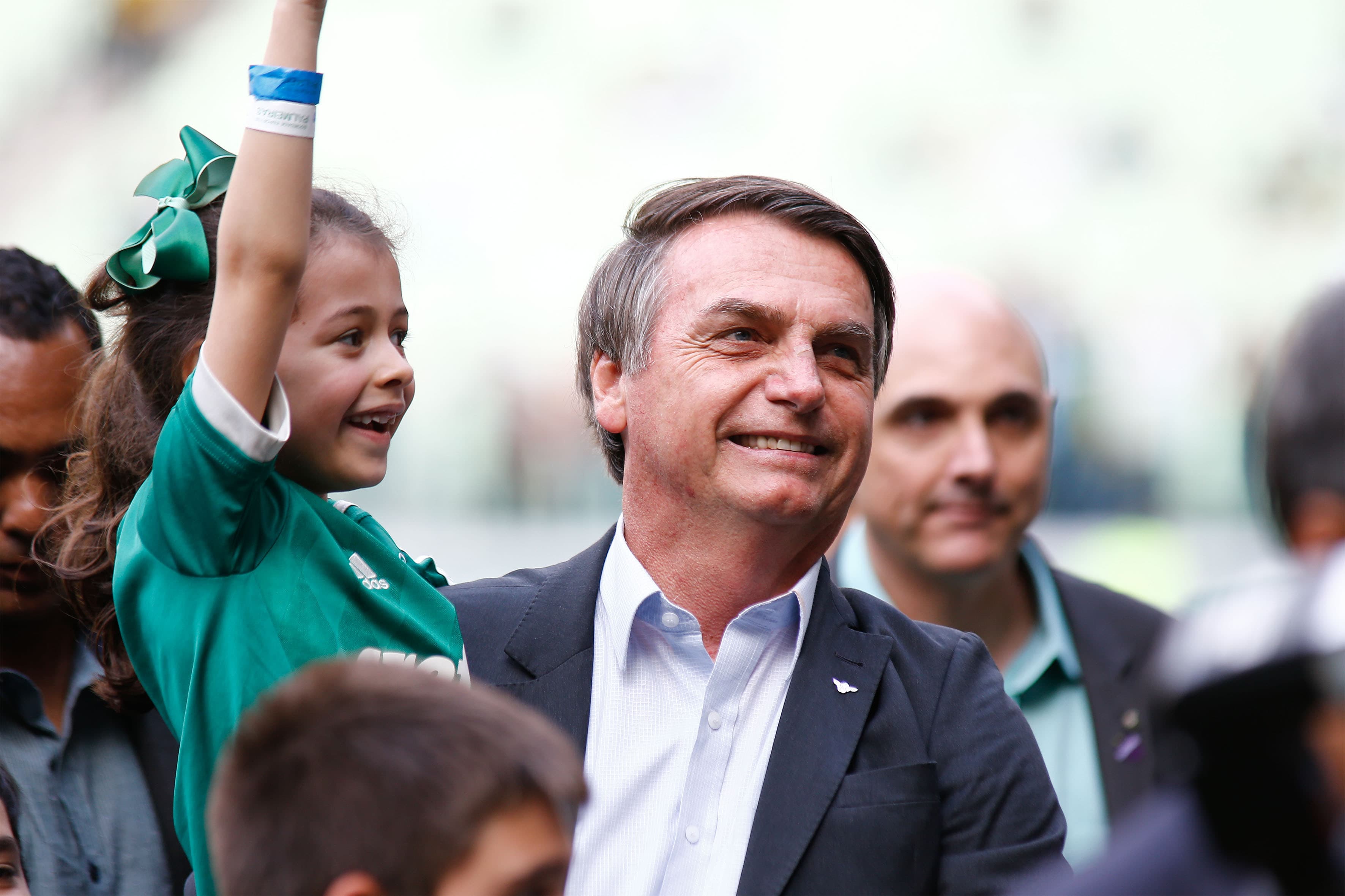 O presidente Jair Bolsonaro antes do jogo entre o Palmeiras contra o time do Vasco