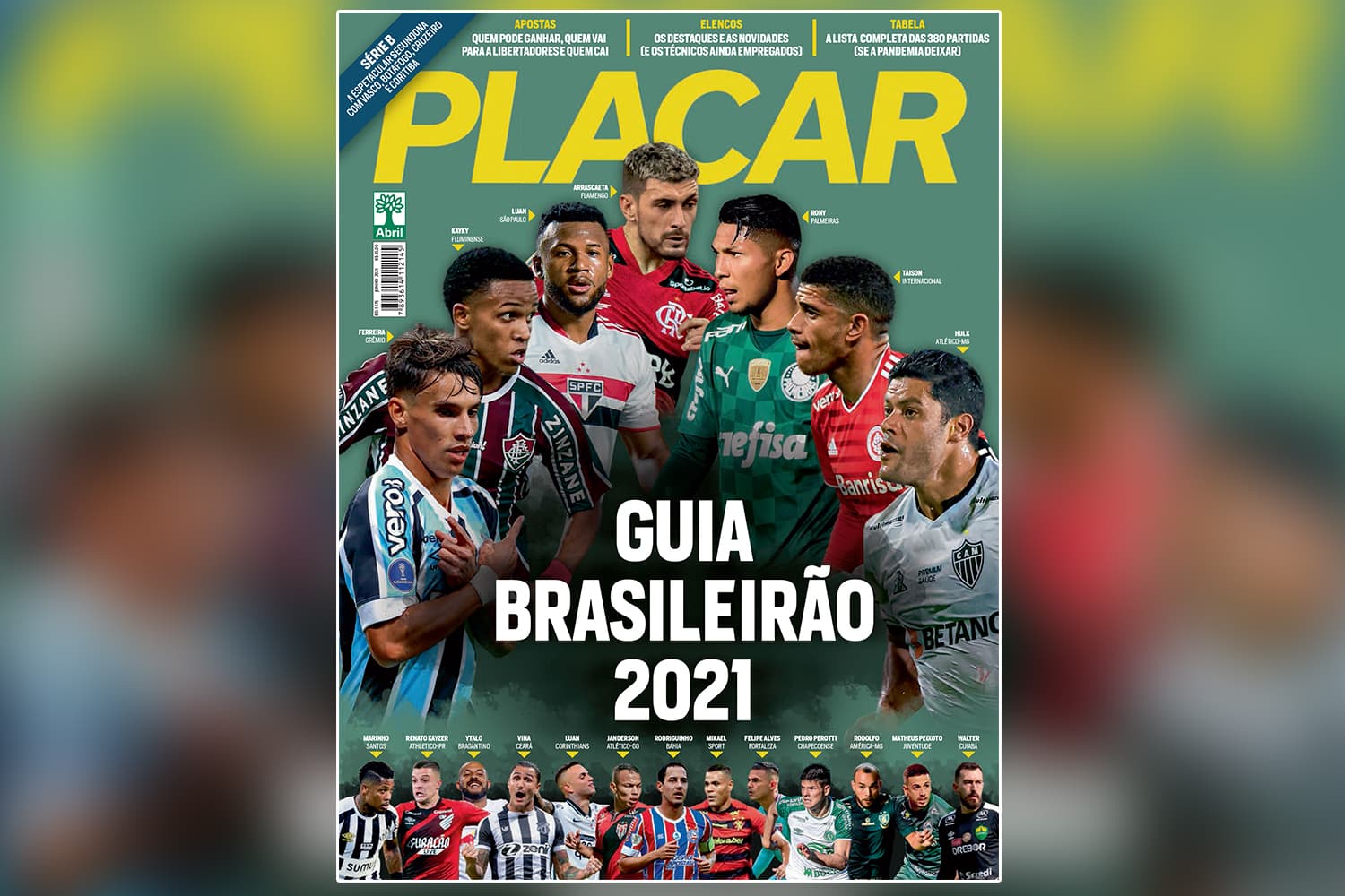 Capa da Revista Placar deste mês que traz o guia do Brasileirão série A e B -