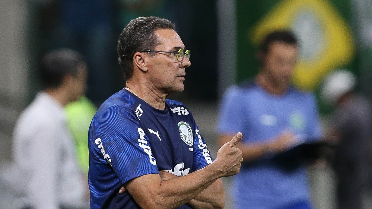 O técnico Vanderlei Luxemburgo, do Palmeiras, no jogo contra o Guarani, válido pela sétima rodada, do Campeonato Paulista – 20/02/2020