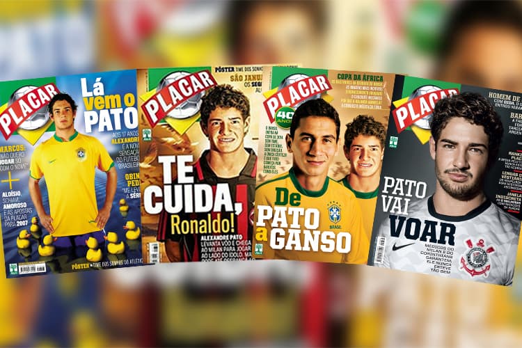 Capas da Revista Placar com o atacante Alexandre Pato –