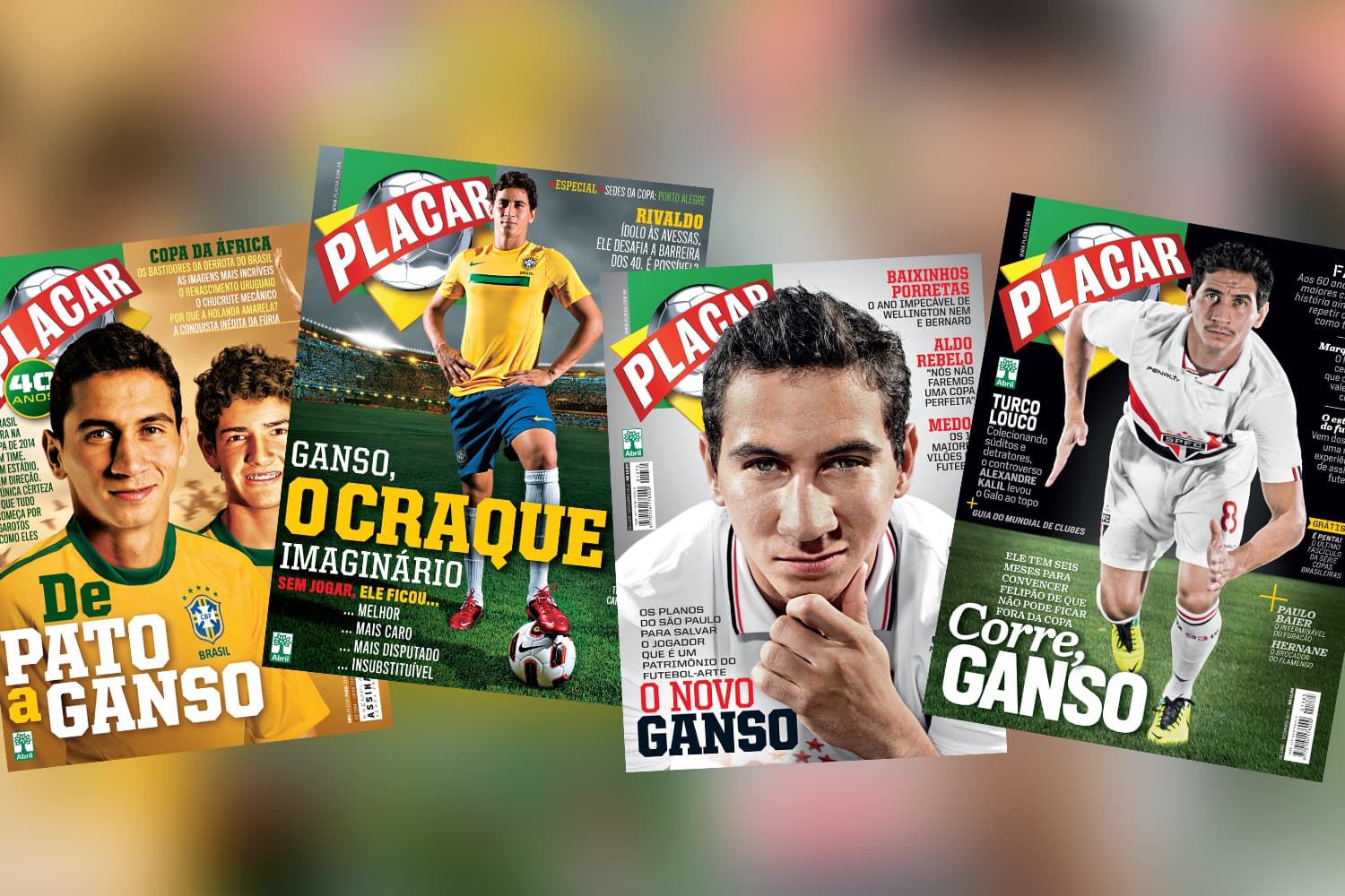 Capas da Revista Placar que traziam como destaque o meia Ganso -