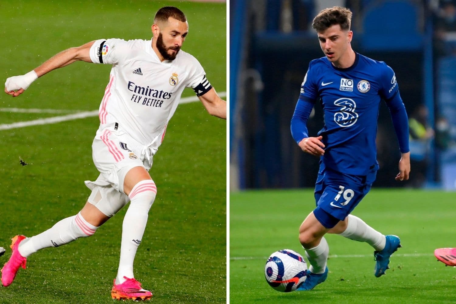 Benzema, do Real Madrid, e Mason Mount, do Chelsea, fazem o jogo de ida por vaga na final da Liga dos Campeões -