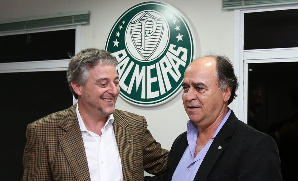 O presidente do Palmeiras, Paulo Nobre, e Marcelo Olveira, novo técnico do clube