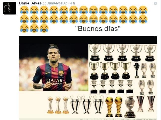 Horas depois da provocação de Cristiano, Daniel Alves postou foto com as taças que conquistou em sua carreira