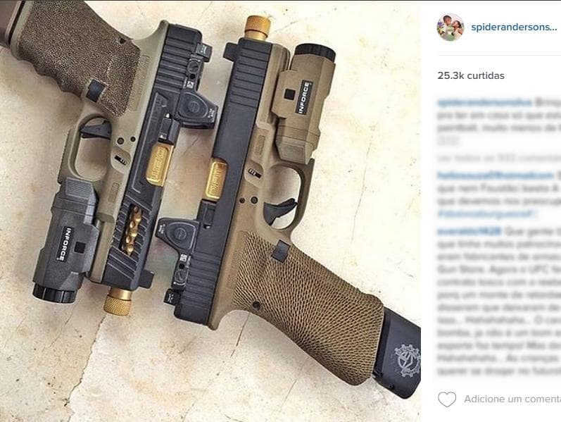 Primeira postagem de Anderson Silva sobre armas que levantou discussão na internet