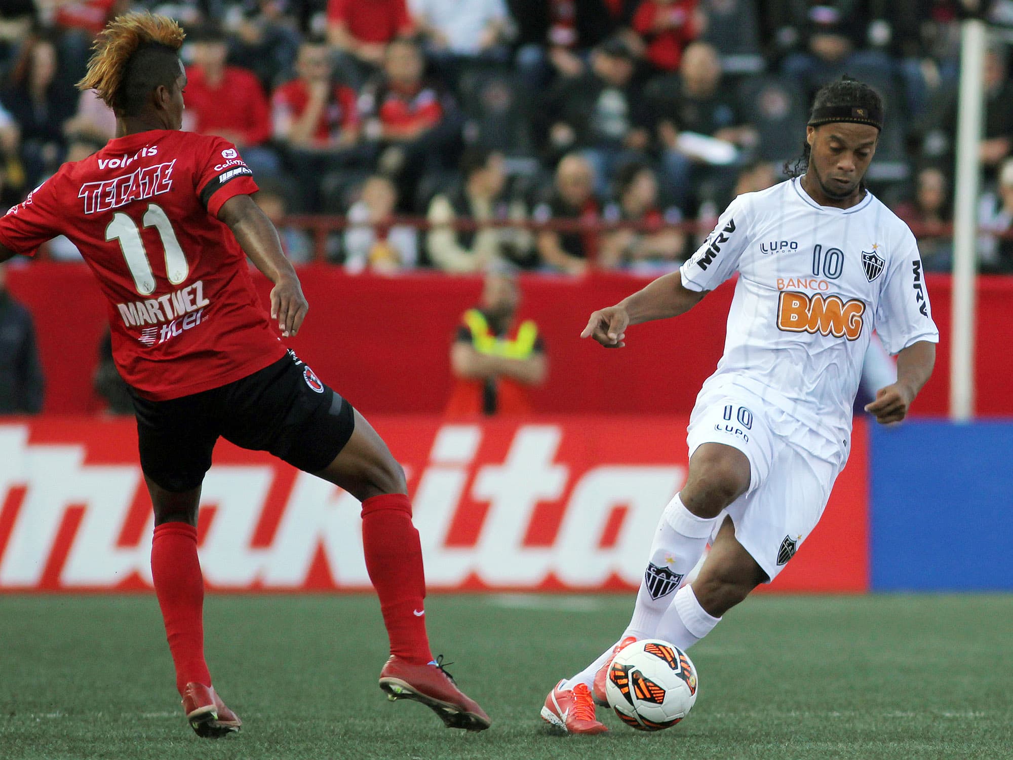 Ronaldinho Gaúcho durante partida do Atlético Mineiro contra o Tijuana na Copa Libertadores, em 2013