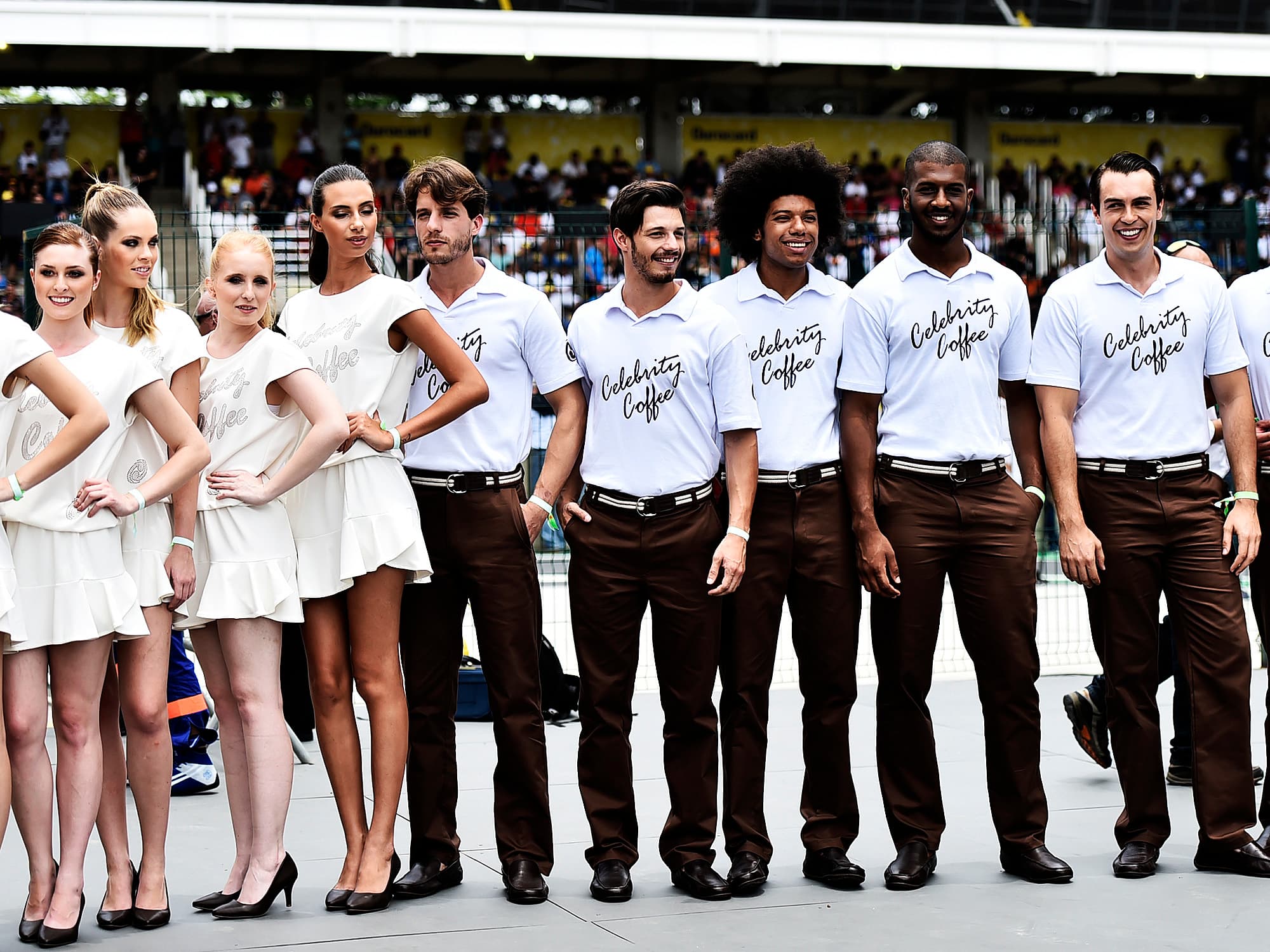 Modelos durante o Grande Prêmio de Fórmula 1 em Interlagos, São Paulo
