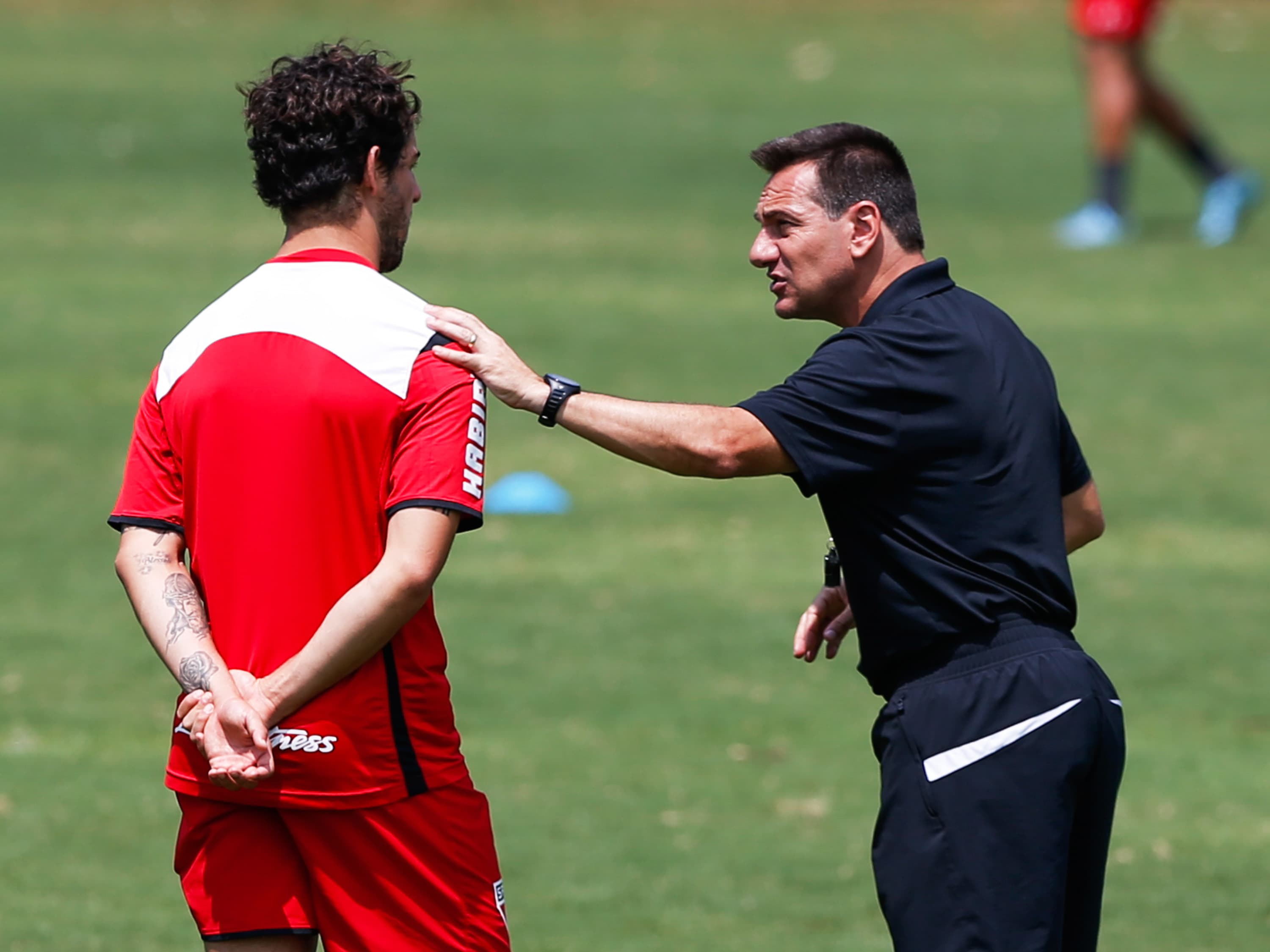 Alexandre Pato e Doriva no treino do São Paulo