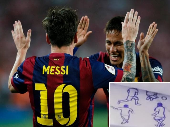 Lionel Messi comemora com Neymar o seu golaço diante do Athletic Bilbao