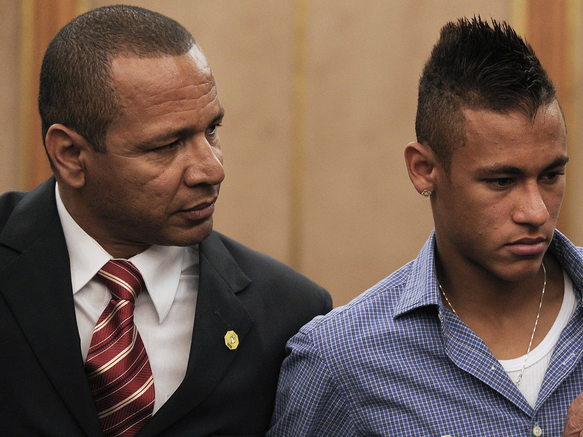 Neymar pai e Neymar Jr., durante evento em São Paulo.