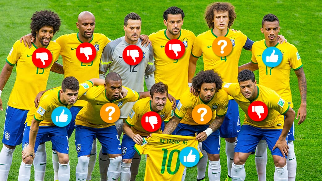 Seleção brasileira que entrou em campo na derrota por 7 a 1 para a Alemanha, na semifinal da Copa do Mundo