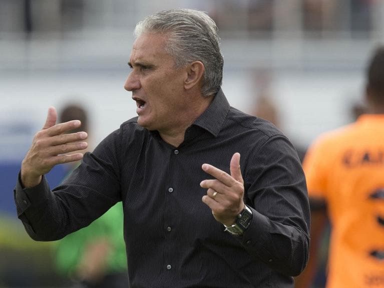 Técnico Tite, do Corinthians, em jogo contra o Inter