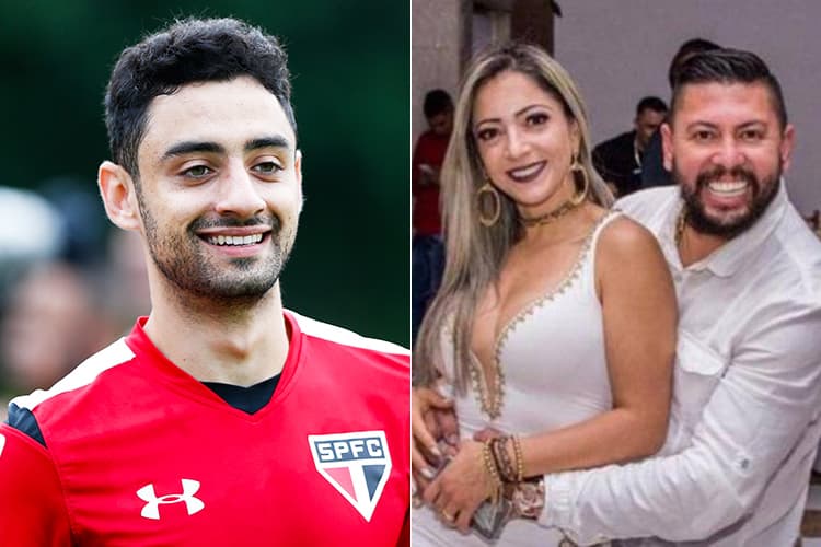 O jogador Daniel e os suspeitos Allana Brittes e Edison Brittes