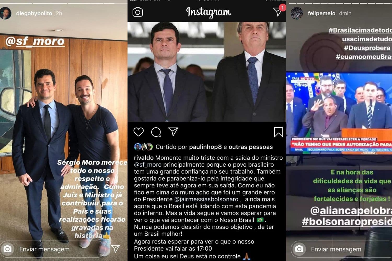 Atletas se pronunciaram nas redes sociais sobre a decisão de Moro deixar o Governo Bolsonaro
