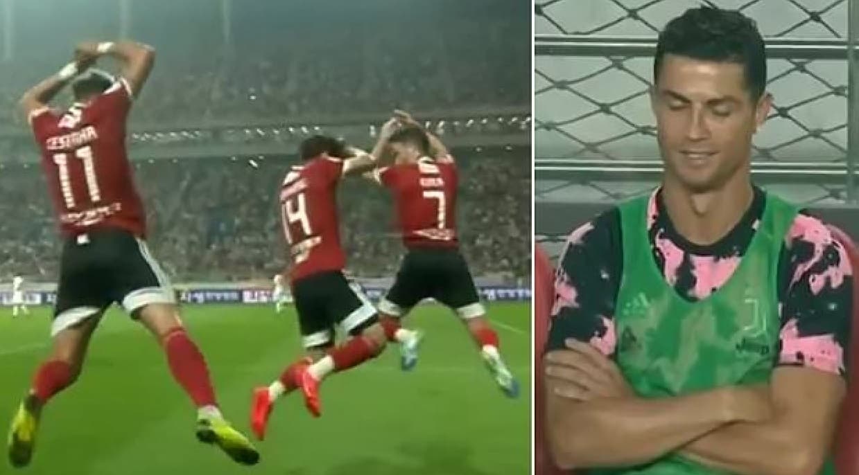 Cesinha comemorou como Cristiano e arrancou risos do ídolo