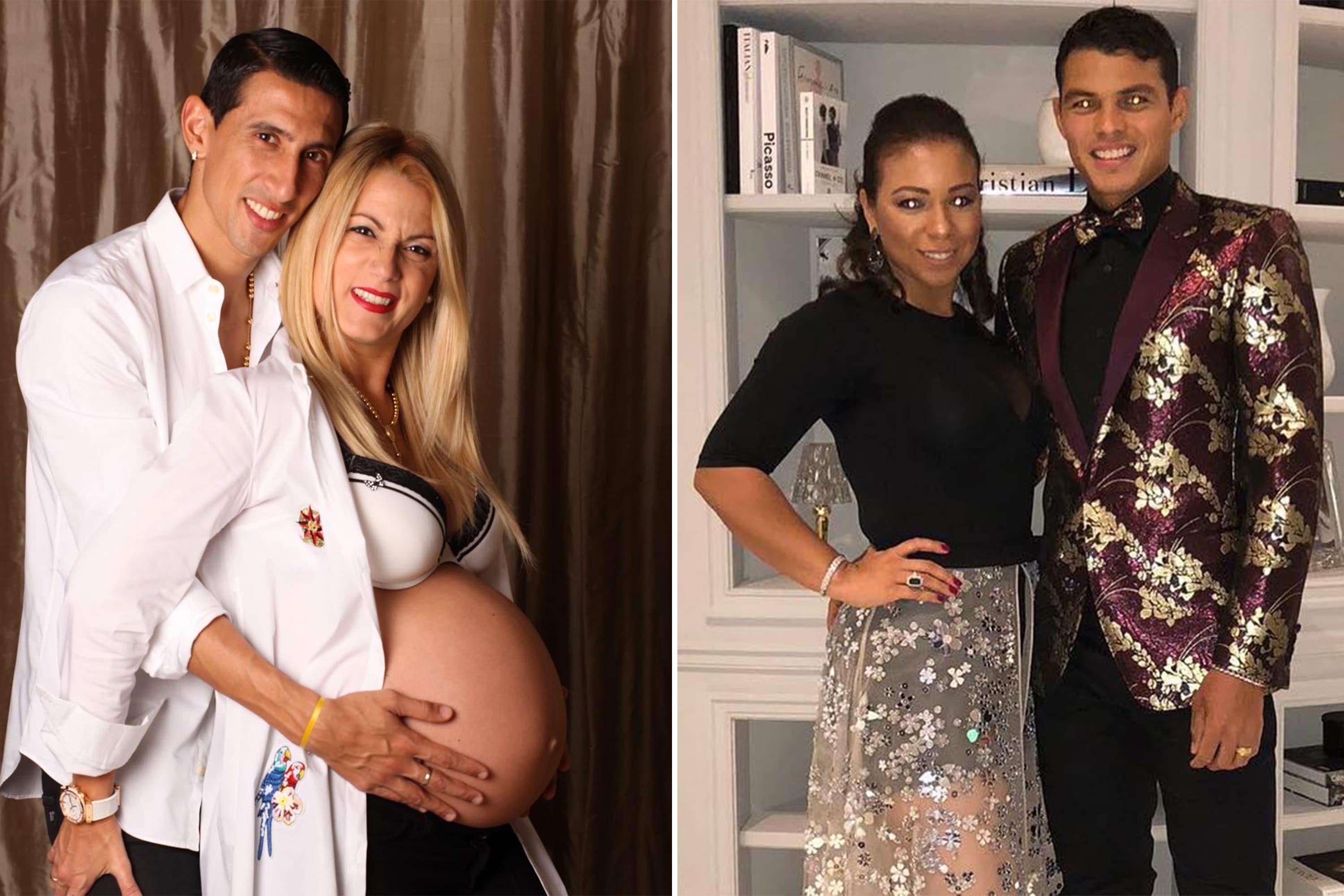 Di María e Thiago Silva com as esposas