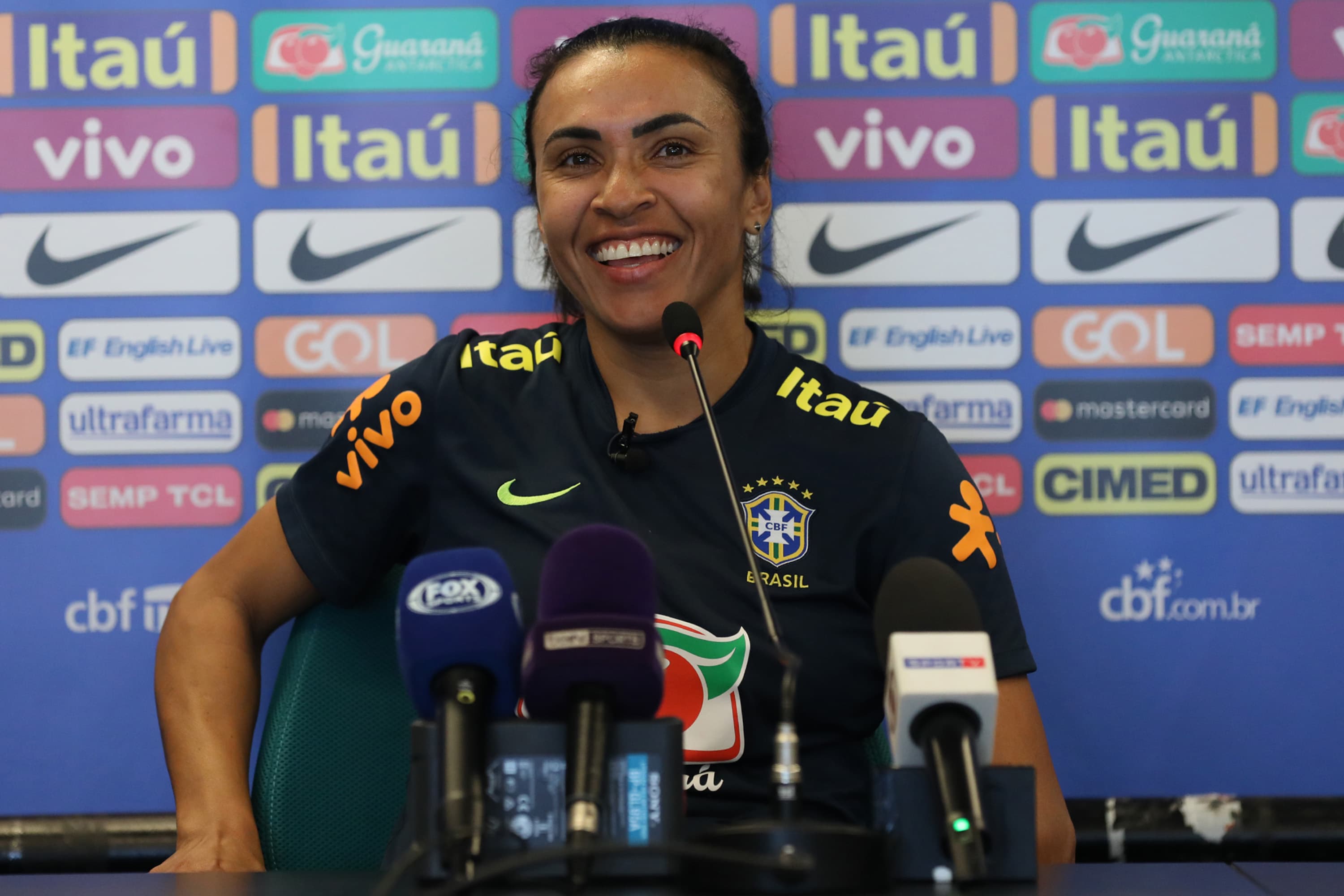 Coletiva da Marta na Granja Comary durante preparação para a Copa do Mundo Feminina – 21/01/2019