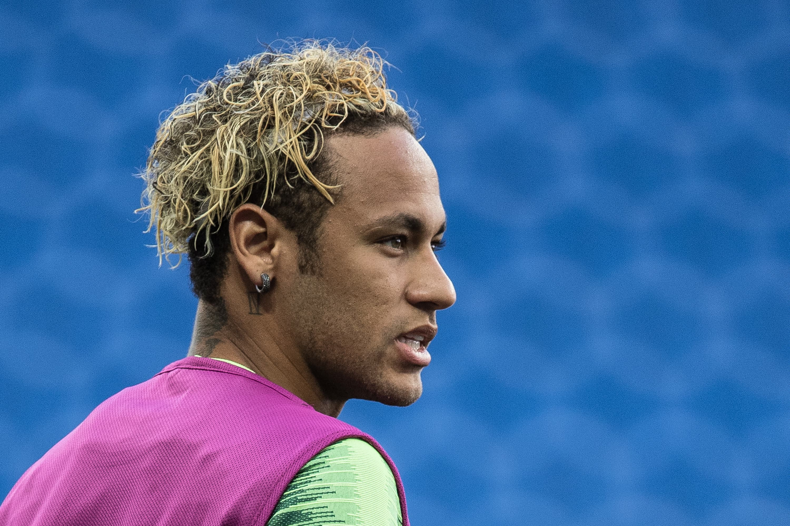 Neymar durante treina da seleção brasileira em Rostov, antes da partida de estreia na Copa do Mundo da Rússia contra a Suíça – 16/06/2018