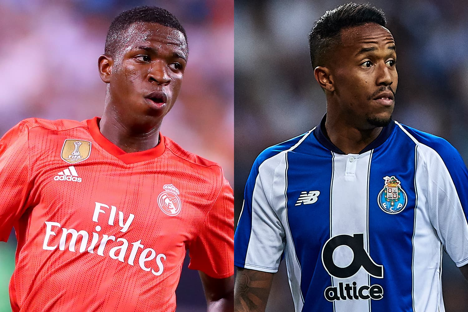 Vinícius Júnior, jogador do Real Madrid e Éder Militão, jogador do Porto