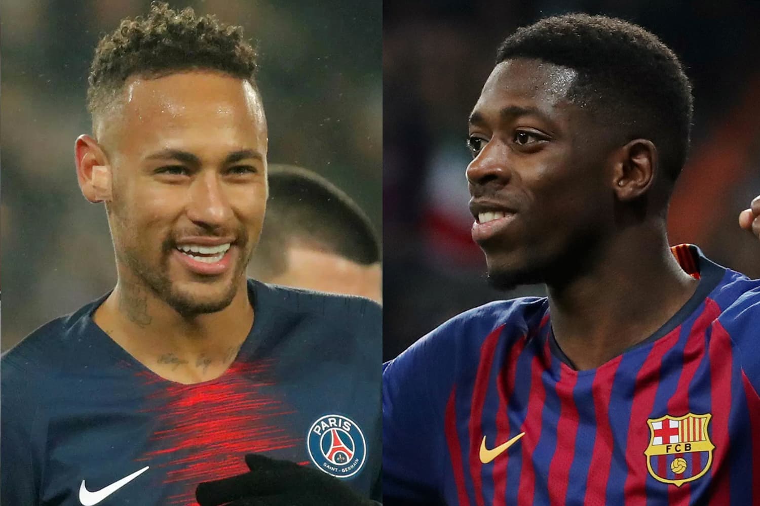 Neymar, do PSG, e Ousmane Dembelé, do Barcelona