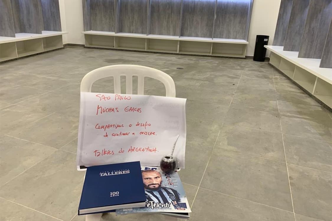 Vestiário do Talleres, no estádio do Morumbi, após a partida contra o São Paulo FC pela Libertadores – 13/02/2019