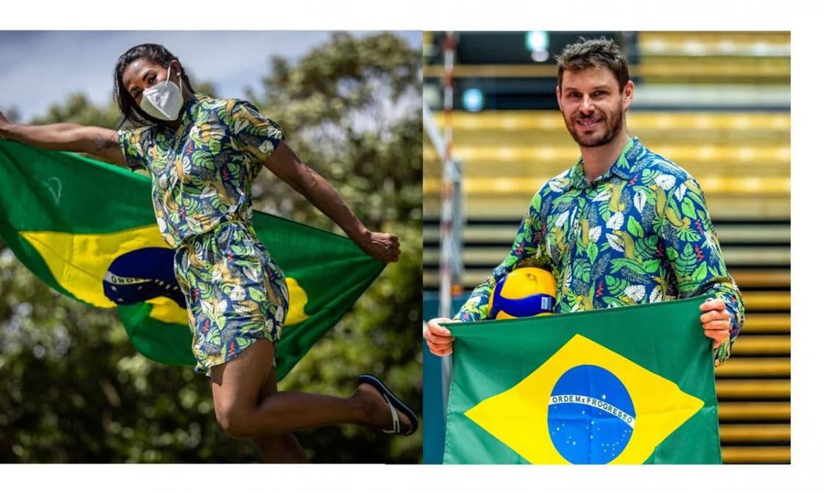 A judoca Ketleyn Quadros e o jogador de vôlei Bruninho