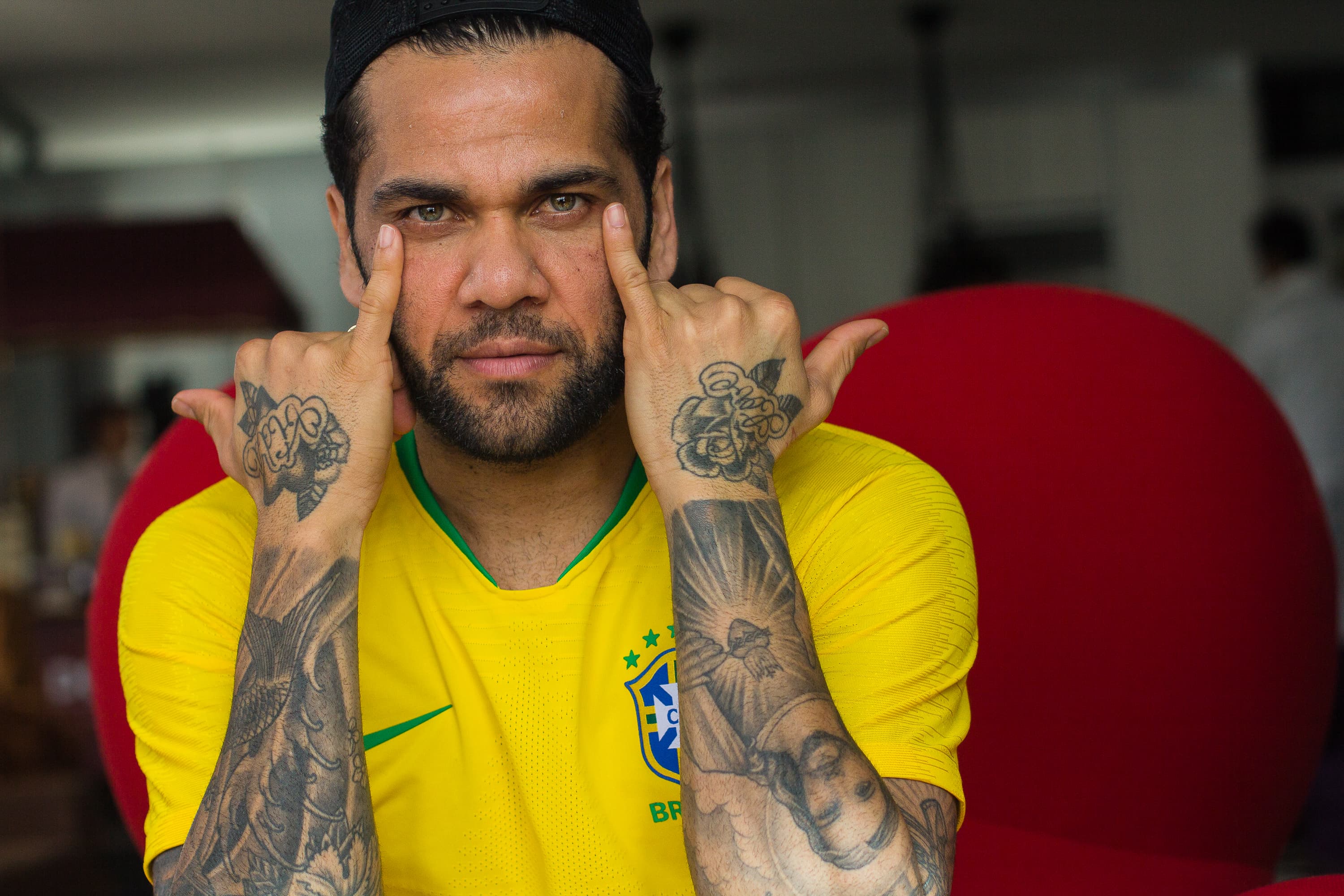 Daniel Alves, no evento “Torcida Good Crazy” em que se reúne com amigos para assistir ao jogo da seleção brasileira contra a Bélgica – 6/7/2018