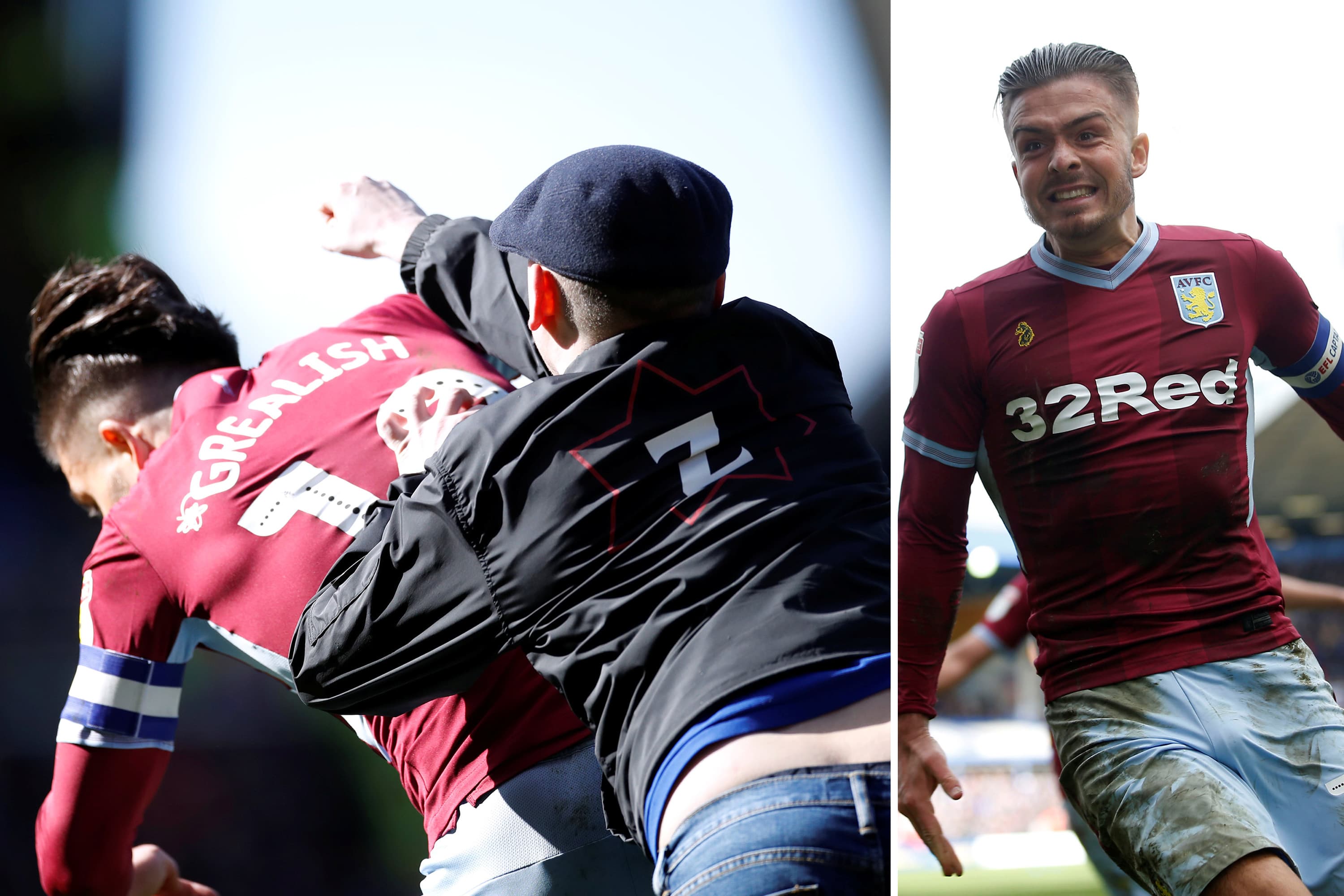 Torcedor invade o campo e ataca o jogador Jack Grealish do Aston Villa durante a partida da segunda divisão do Campeonato Inglês