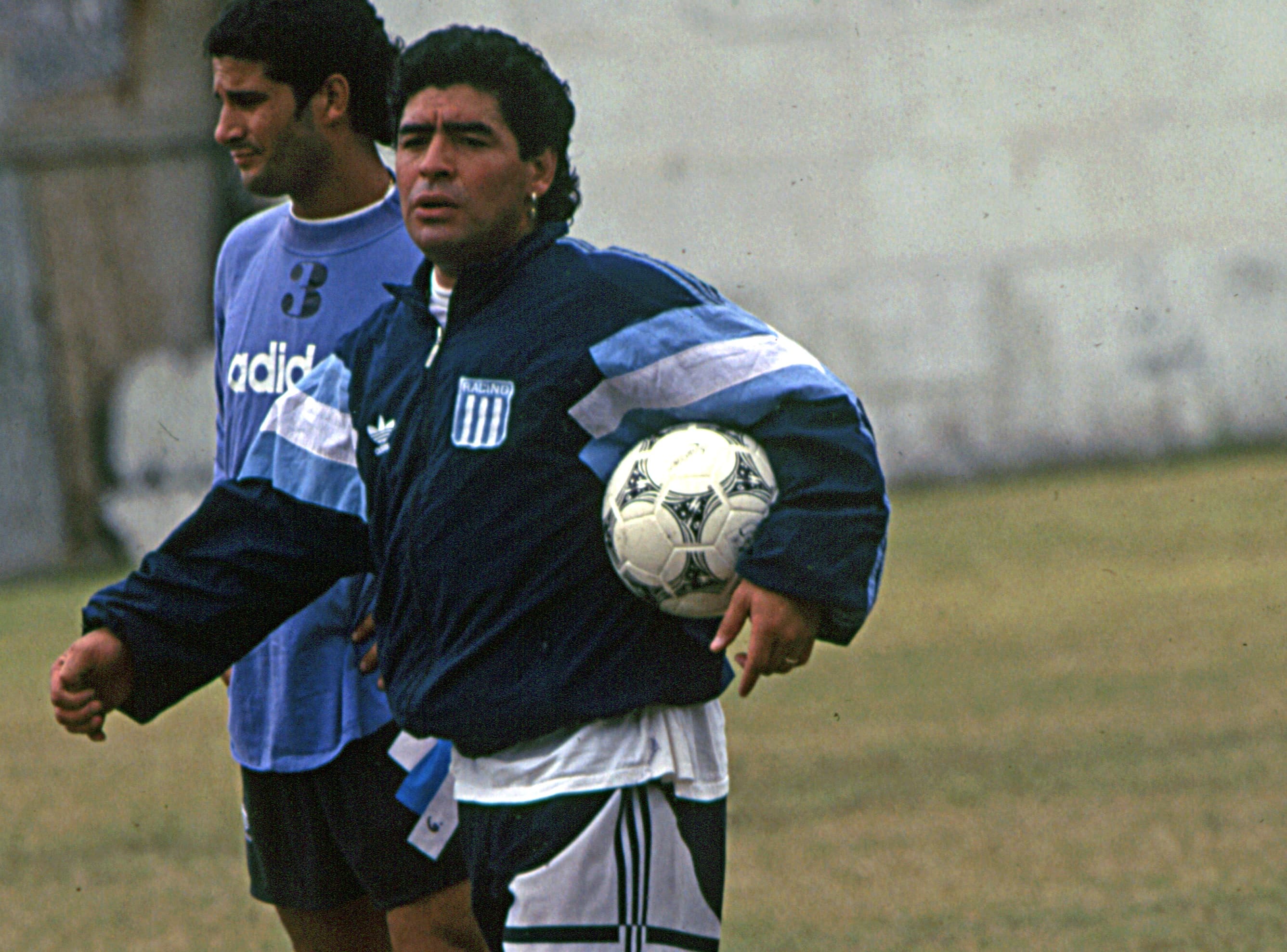 Maradona como treinador do Racing, em 1995