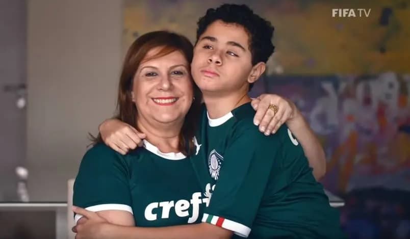 Silvia Grecco e o filho Nickollas, torcedores do Palmeiras