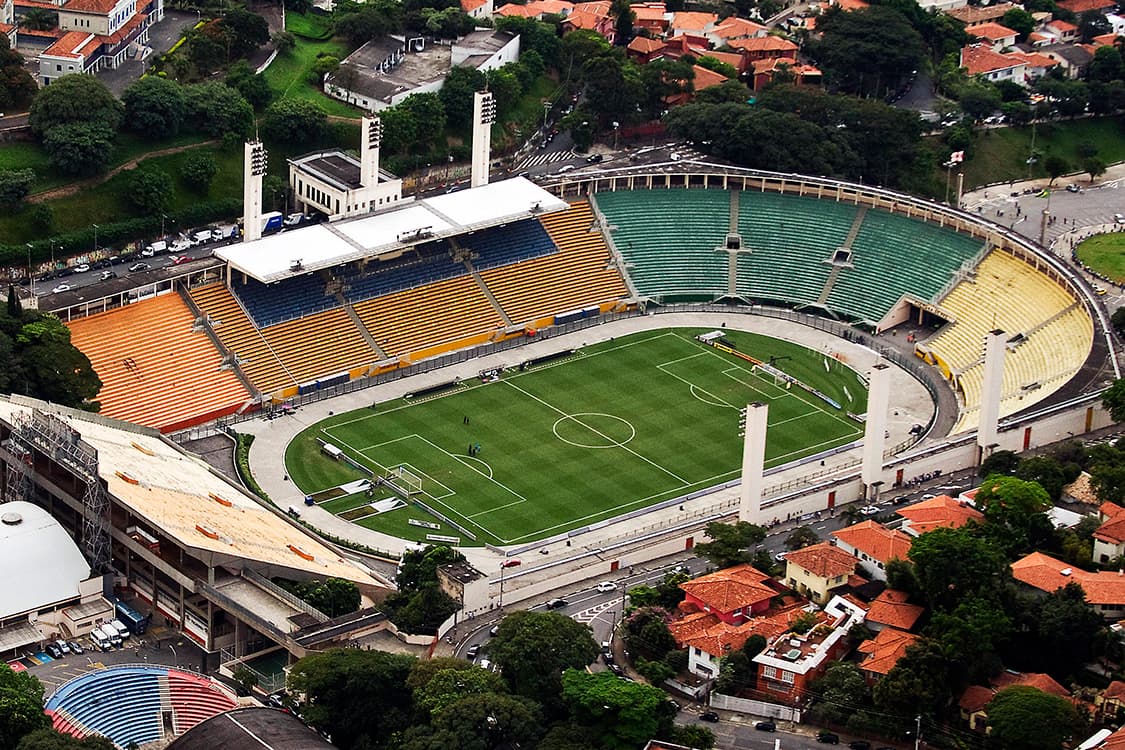 Vista aérea do Estado do Pacaembu, em São Paulo
