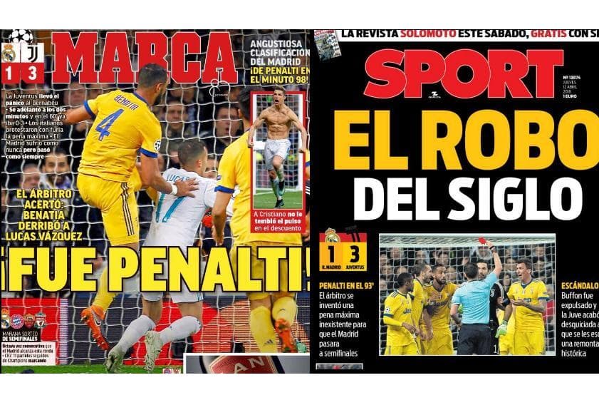 Jornais de Madri e Barcelona divergem sobre marcação do pênalti para o Real Madrid