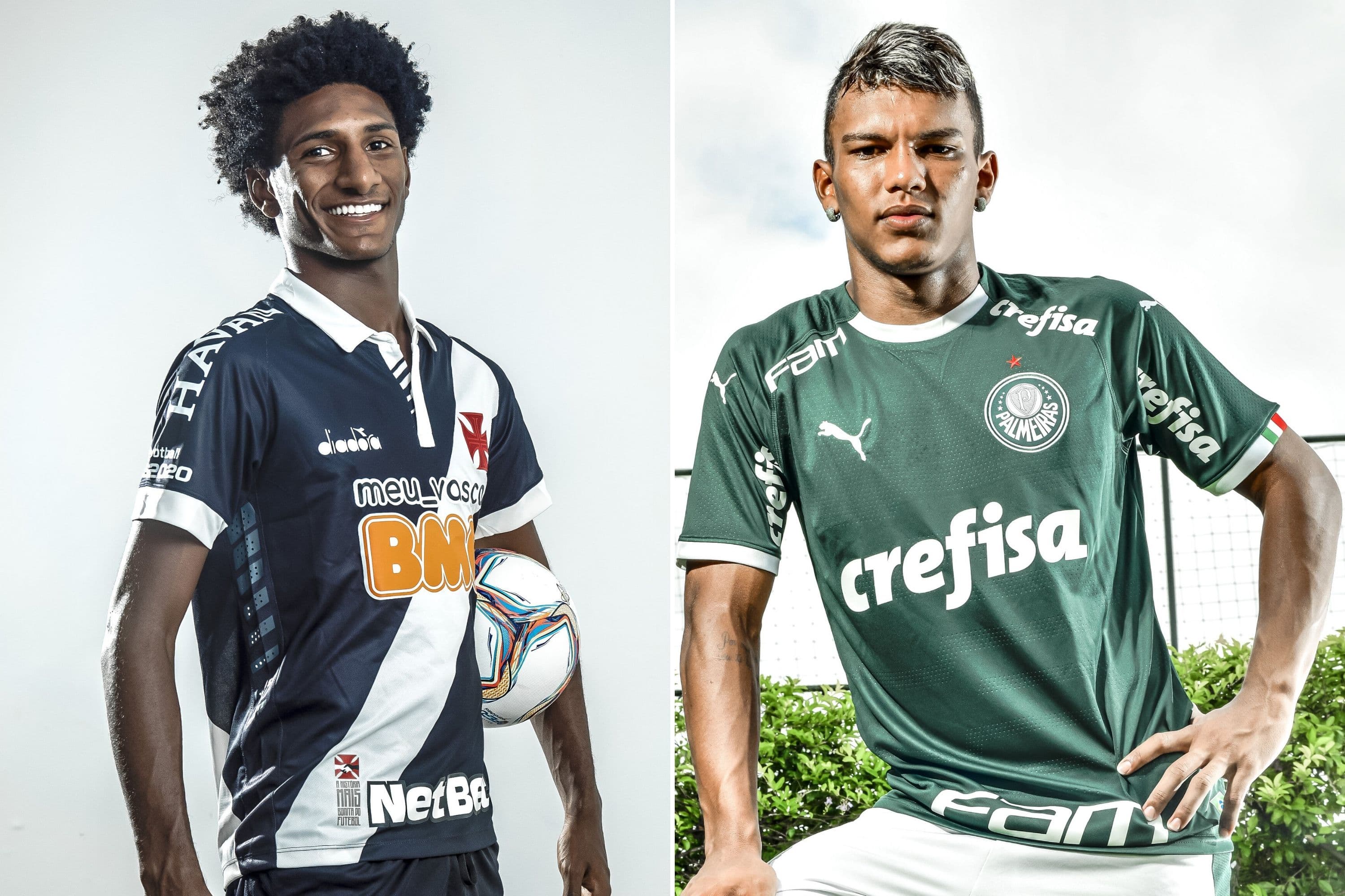 Talles Magno, do Vasco da Gama, e Gabriel Veron, do Palmeiras: duas das maiores promessas brasileiras nascidas no século XXI