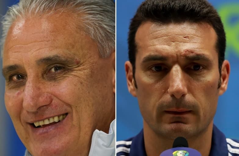 Tite e Scaloni, durante entrevista coletiva