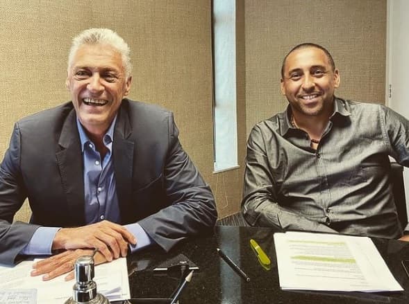Túlio Teixeira e o ex-jogador Sérgio Escadinha, líderes da oposição na eleição do vôlei