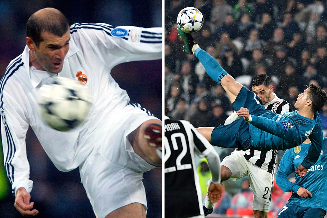 Gol de Zidane contra o Bayern Leverkusen em 2002 e bicicleta de Cristiano Ronaldo contra a Juventus