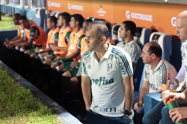 Coach Eduardo Baptista of Brazil’s Palmeiras gestures during their Copa Libertadores football match with Argentina’s Atletico Tucuman in the Jose Fierro stadium in Tucuman, Argentina on March 8, 2017. / AFP PHOTO / Walter Monteros