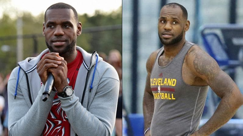 LeBron James, em evento no dia 25 de setembro, e em treino dos Cavaliers, quatro dias depois